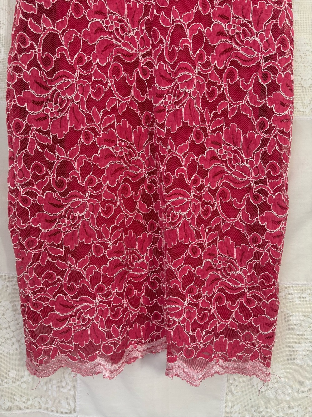 Y2K Pink Lace Textured Scallop Hem Coquette Femme Fairy Midi Dress Size S-M - Picture 15 of 16